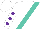 Silk - White, purple and turquoise sash, purple dots on sleeves, white cap