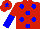 Silk - Red, blue spots, red and blue halved sleeves, red cap, blue star