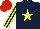 Silk - Dark blue, yellow star, striped sleeves, red cap