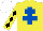 Silk - Yellow, royal blue cross of lorraine, yellow sleeves, black diamonds, white cap