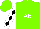 Silk - Fluorescent green, white 'ab', black diamonds on white sleeves