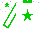 Silk - White, green star and collar, white sleeves, green seams and cuffs, white cap, green star