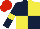 Silk - Dark blue and yellow (quartered), dark blue sleeves, yellow armlets, red cap