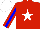 Silk - Red, blue ribbon on white star, blue stripe on sleeves, white cap