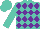 Silk - Turquoise, purple diamonds, purple emblem on sleeves