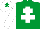 Silk - Emerald green, white cross of lorraine and sleeves, white cap, emerald green star