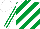 Silk - Emerald green and white diagonal stripes, stripes on sleeves, white cap