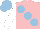 Silk - Pink, large light blue spots, white sleeves, light blue cap