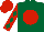 Silk - Dark green, white mushroom on red ball, dark green diamond seam on red sleeves, red cap