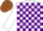 Silk - White and Purple check, Brown cap