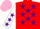 Silk - Red, Purple stars, White sleeves, Purple stars, Pink cap