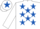 Silk - White, Royal Blue stars, White sleeves, White cap, Royal Blue star