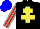 Silk - Black, yellow cross of Lorraine, red and grey striped sleeves, blue cap