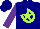 Silk - Navy, lime star, lime horseshoe, purple sleeves