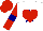 Silk - White, red heart on navy star, white stars on navy band on red sleeves, red cap