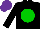 Silk - Black, green ball, black sleeves, purple cap