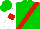 Silk - Green, red sash, red band on white slvs