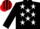 Silk - BLACK, white stars, black sleeves, black and red striped cap