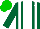 Silk - Dark green, white panel, white epaulets, white stripes on green cap