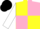 Silk - YELLOW and PINK QUARTERED, white sleeves, black cap