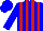 Silk - Blue, red stripes, yellow 'rb' on back