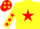Silk - YELLOW, red star, red stars on sleeves and cap