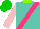 Silk - Turquoise, neon pink sash and 'r,' neon green collar, pink sleeves, green cap