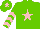 Silk - Light green, pink star, chevrons on sleeves, light green cap, pink star