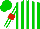Silk - Green, white stripes, white stripes on sleeves, red armlet, green cap