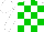 Silk - White with green blocks, green 'j/a' on back