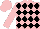 Silk - Pink, tourqois sleeves pink diamonds, black diamonds on front, black h in blue diamond on back