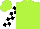 Silk - Lime green, black and white blocks on sleeves, lime green cap