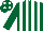 Silk - Dark green and white stripes, dark green cap, white spots