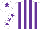 Silk - White and purple stripes, white sleeves, purple stars, white cap, purple star