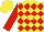 Silk - Yellow, 'cjg' in red diamonds, red sleeves