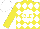 Silk - Yellow, white diamonds, yellow 'bld' on white diamond, white cap