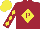 Silk - Maroon, maroon 'p' on yellow diamond, yellow diamonds on sleeves, yellow cap