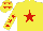 Silk - Yellow, red star, red stars on sleeves, yellow cap, red stars