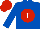 Silk - Royal blue, red ball, white 't,' red cap