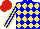 Silk - Blue, 3 yellow diamonds, blue, yellow striped sleeves, red cap