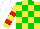 Silk - Yellow and green blocks, red bars on sleeves, white cap