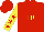 Silk - Red, yellow 't/r' , red stars on yellow sleeves