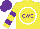 Silk - Yellow, purple 'gwg' in white circle, purple bars on sleeves, purple cap