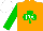 Silk - Orange, white 'ira' on green shamrock, green sleeves, white cap