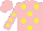 Silk - Pink, yellow dots, yellow dots on sleeves, pink cap