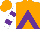 Silk - Orange, purple inverted chevron, purple bands on white sleeves, orange cap