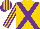 Silk - Gold, purple cross belts, purple stripes on sleeves, purple and gold striped cap