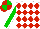 Silk - White and red diamonds, green sleeves, white seams, white, red and green quartered cap