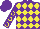 Silk - Purple, yellow diamonds, three yellow horseshoes on purple sleeves