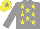 Silk - Grey, yellow stars, yellow cap, grey star